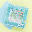 Card with fish illustration and 'With Love' text on a light blue background