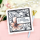 Floral card with 'For Someone Special' text on a pink surface with flowers and a pen.
