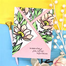 Floral card with a pen on a colorful background