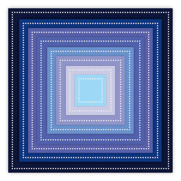 Geometric pattern of nested squares with blue and white colors