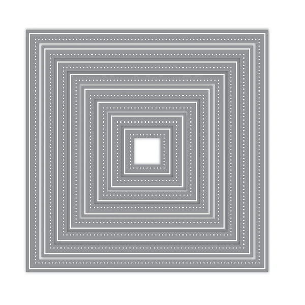 Geometric pattern with concentric squares on a white background