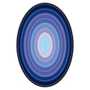 Circular design with concentric blue and white rings on a white background
