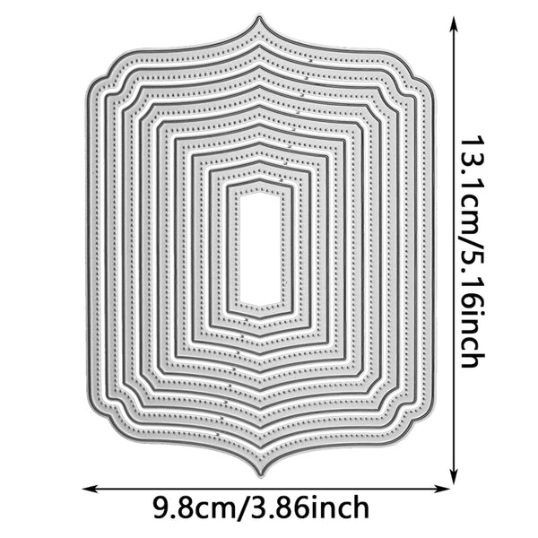 Set of oval cutting dies with dimensions on a white background