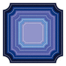 Blue decorative border with white stitching on a white background