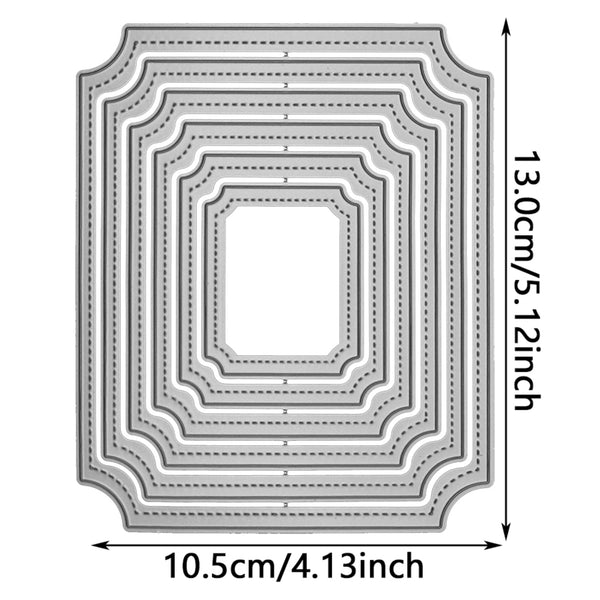 Set of nested die-cutting templates with dimensions on a white background