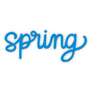 Blue 'spring' text on a white background