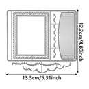 Metal cutting die with decorative shapes and dimensions on a white background