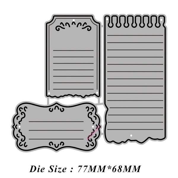 Metal die cut shapes with decorative edges on a white background
