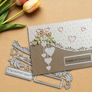Card with decorative elements and 'Happy Anniversary!' message on a beige background