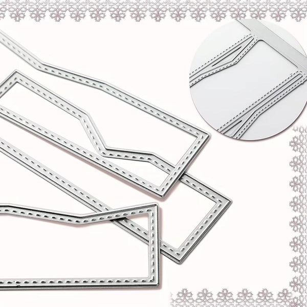 Metal cutting dies with geometric shapes on a white background