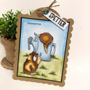 Card with hedgehog design and 'Sodeknetter' text, featuring a small plant in the background.