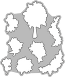 Set of white leaf-shaped cutouts on a gray background