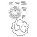 Clear stamp set with decorative design and motivational phrases on a white background