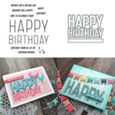 Two 'Happy Birthday' greeting cards with decorative elements on a wooden surface.
