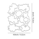 Metal cutting dies with animal shapes and dimensions on a white background