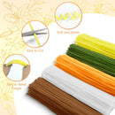 Colorful sticks with text indicating properties like softness, elasticity, ease of cutting, and bending on a floral background.