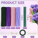 Assorted floral wiring materials with measurements and quantities on a white background.