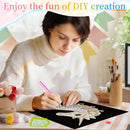 Woman engaging in DIY art activity with text 'Enjoy the fun of DIY creation' above.