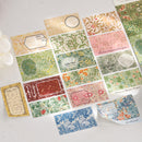 Collection of decorative paper squares with various patterns on a light surface