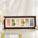 Framed artwork with floral patterns on a white surface