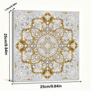 Decorative wall art with pearl and gold design, shown with dimensions.