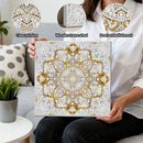 Person holding a decorative wall art piece with pearl embellishments, surrounded by close-up details of clear printing, wooden frame shed, and pearl embellishment.