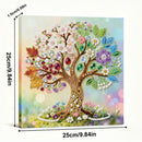 Decorative tree with colorful gemstones on a white background, with dimensions indicated.