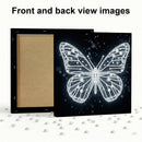 Butterfly design on a black frame with a gold interior, shown from front and back views.