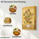 Decorative pearl painting with clearprinting, wooden frame shed, and pearl embellishment on a white background.