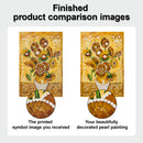 Comparison of a printed symbol image and a beautifully decorated pearl painting.