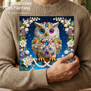 Person holding a completed DIY decorative pearl painting of an owl.