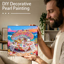Man holding a colorful DIY decorative pearl painting