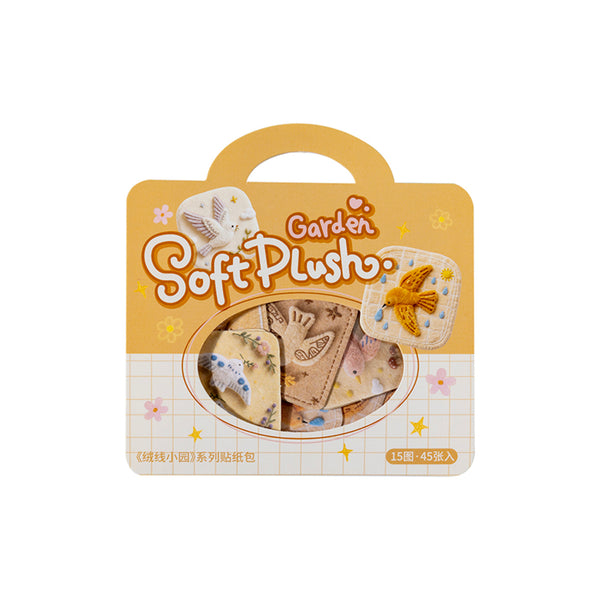 Packaged product with 'Garden Soft Plush' branding on a white background