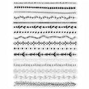 Collection of various black decorative border stencils on a white background