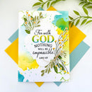 Colorful card with floral design and inspirational quote on a white background