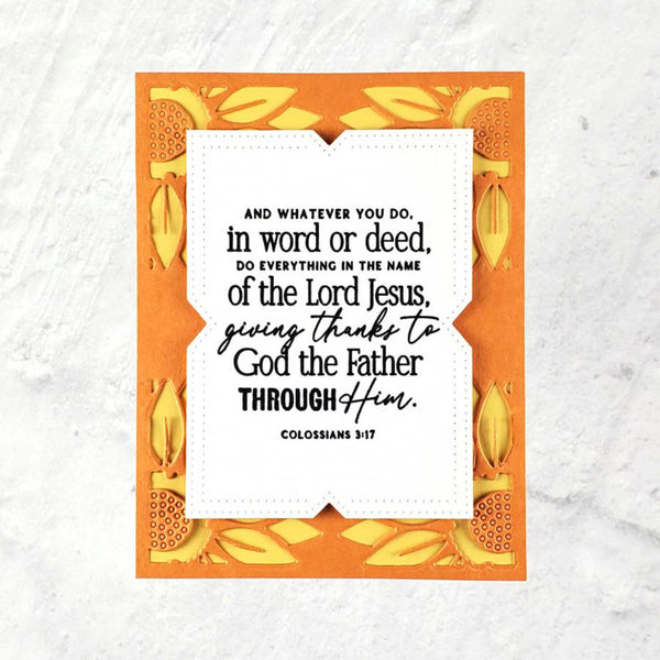 Decorative card with a biblical quote on a textured white background