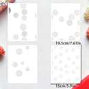 Four circular stencils with measurements on a white background