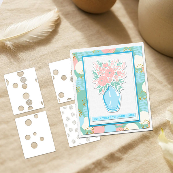 Card with floral design and decorative elements on a textured surface