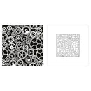 Black and white gear pattern on a white background