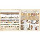 Collection of vintage-style design elements on a beige background