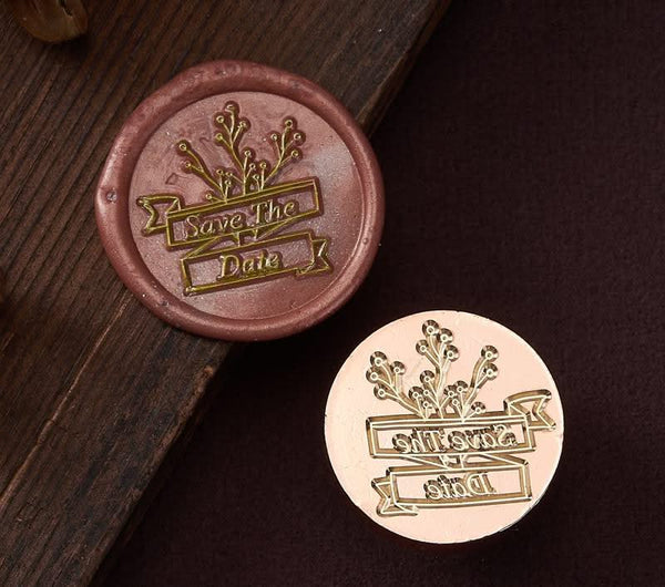 Poppy Crafts Wax Seal Stamp Set Brass Head 6pcs, Wooden Handle