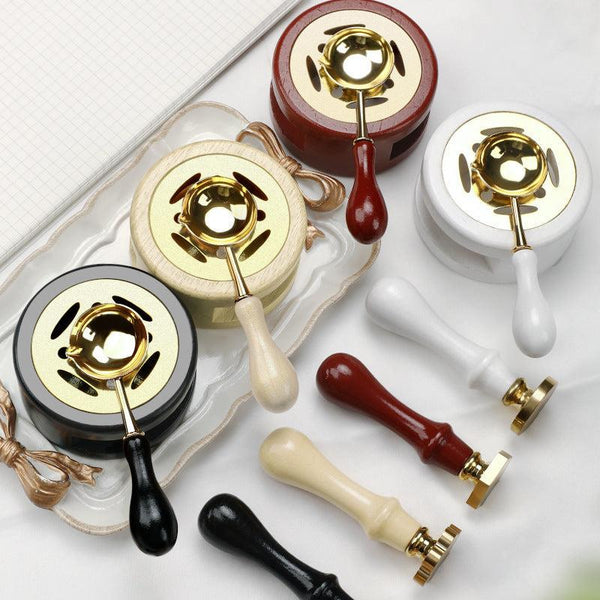Poppy Crafts Wax Seal Warmer with Spoon & Handle - Brown