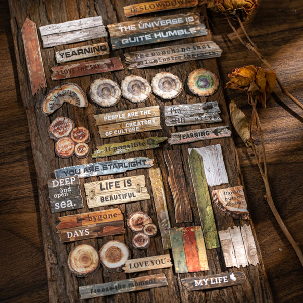 Poppy Crafts Wood Grain Fragments Sticker Kit - Old Wood Cracks