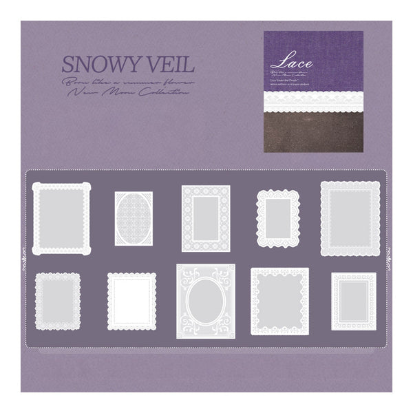 Poppy Craft Lace Frames Vellum Paper Stickers - Snowy Veil