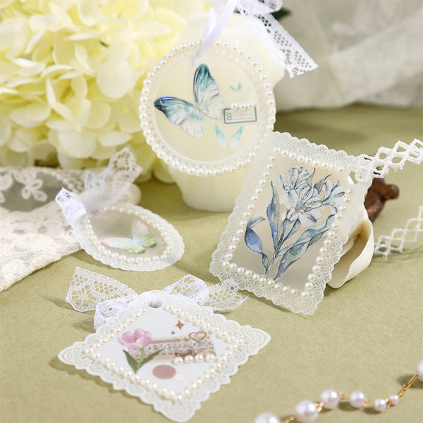 Poppy Craft Lace Frames Vellum Paper Stickers - Downy Mist