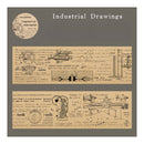 Poppy Craft Printed Kraft Sticker Roll - Industrial Drawings