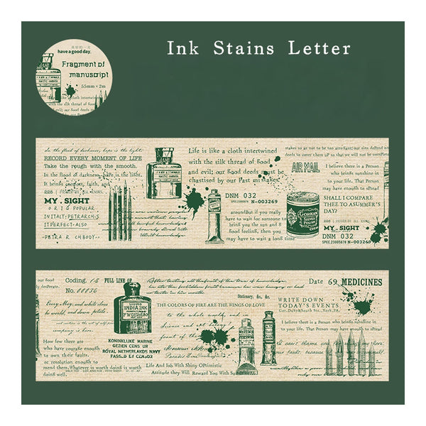 Poppy Craft Printed Kraft Sticker Roll - Ink Stains Letter