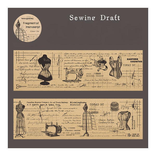 Poppy Craft Printed Kraft Sticker Roll - Sewing Draft
