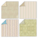 Four fabric swatches with different patterns on a white background