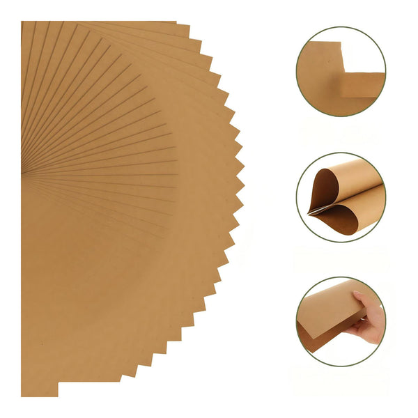 Brown paper sheets with close-up details on a white background